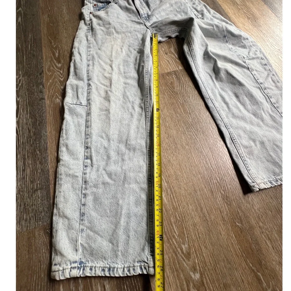 Aeropostale Barrel Jean Women 6 Light Acid Wash High Rise Baggy Curved Leg Denim